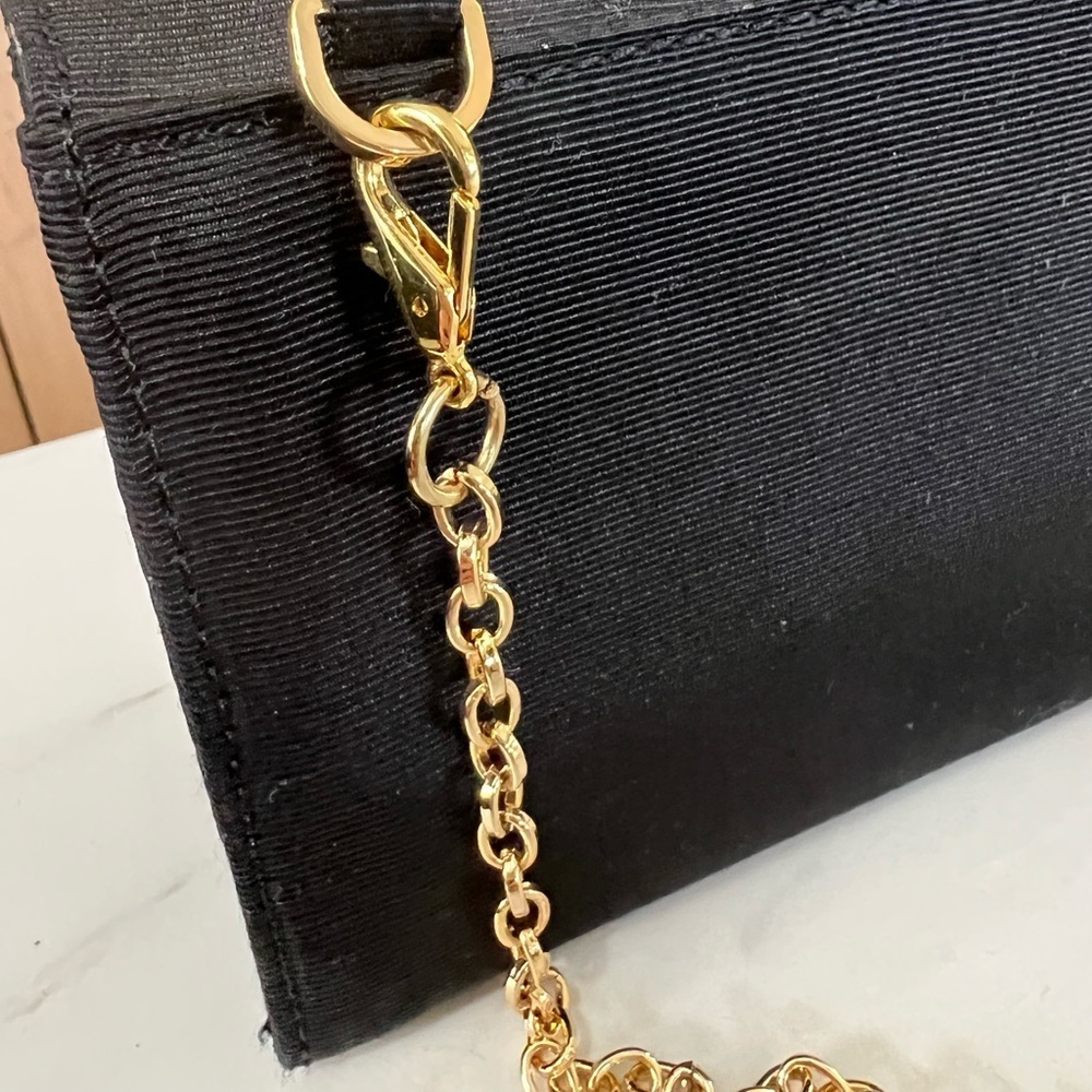 Ted Baker Black Gold Geometric Bow Clutch Bag - Picture 7 of 13